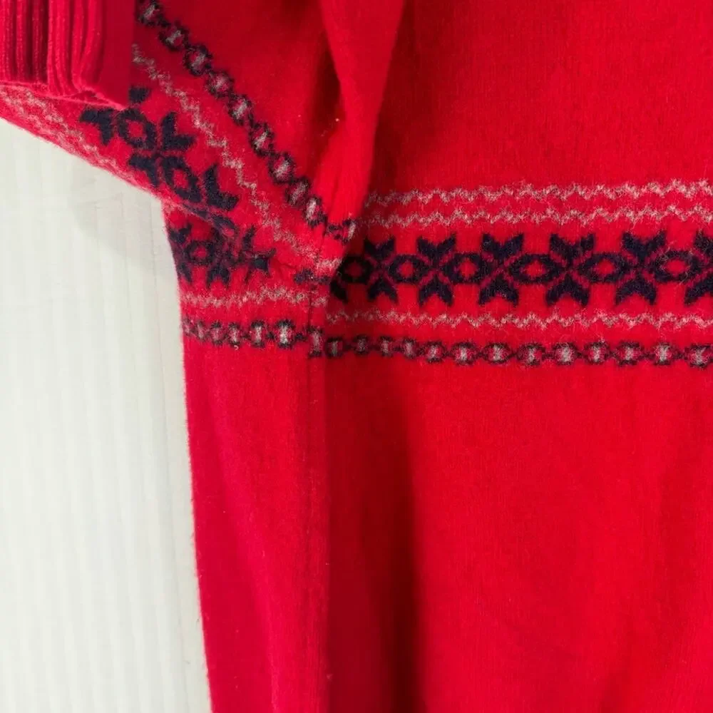 J. Crew Vintage Size X-Large %100 Lambs Wool Pullover Sweater 1/4 Zip Fair Isle